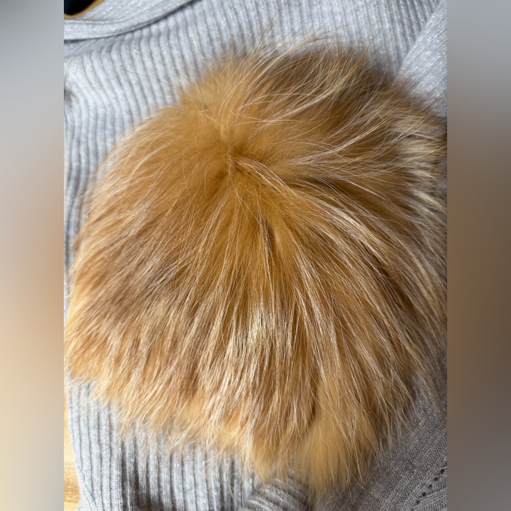 Saga Furs Cream Knit furry hat